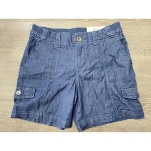 Style & Co Comfort-Waist Mid Rise Medium Chambray Cargo Shorts Women Size 6P